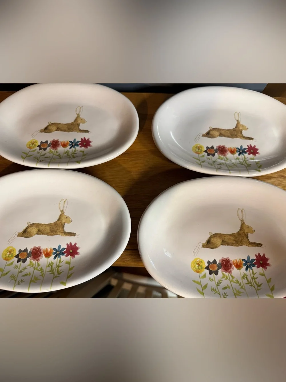 Rae Dunn set of 4 bunny plates